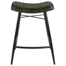 Load image into Gallery viewer, Bayu Leather Upholstered Saddle Seat Backless Counter Height Stool (Set of 2)