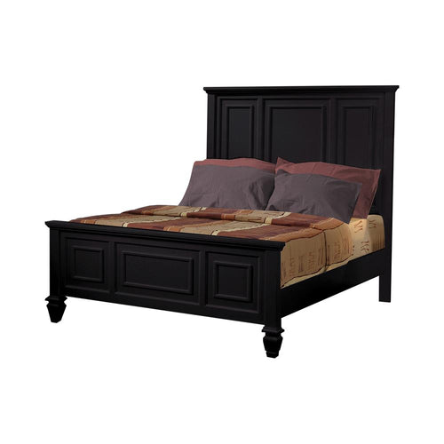 Sandy Beach Queen & E.King Panel Bed with High Headboard Black & White