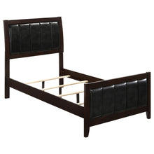 Load image into Gallery viewer, Carlton Full &amp; Twin Upholstered Panel Bed Cappuccino and Black