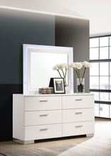 Load image into Gallery viewer, Felicity 6-drawer Dresser with LED Mirror White High Gloss