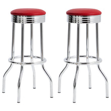 Load image into Gallery viewer, Theodore Upholstered Top Bar Stools Red and Chrome (Set of 2)