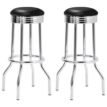 Load image into Gallery viewer, Theodore Upholstered Top Bar Stools Black and Chrome (Set of 2)