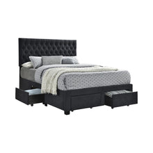 Load image into Gallery viewer, Soledad Eastern King, Full, &amp; Queen 4-drawer Button Tufted Storage Bed Black &amp; White