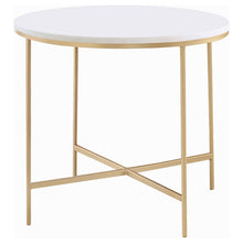 Load image into Gallery viewer, Ellison Round X-cross End Table White and Gold