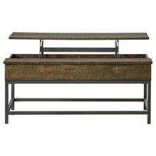 Load image into Gallery viewer, Byers Black Coffee Table with Hidden Storage Brown Oak and Sandy Black