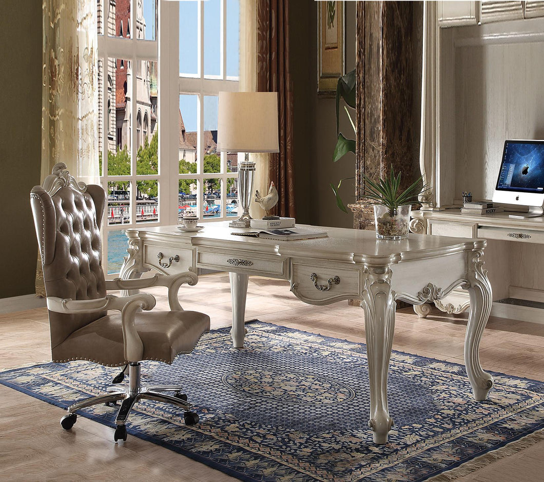 Versailles Bone White Computer Desk & Hutch