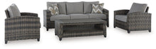 Load image into Gallery viewer, Oasis Court Outdoor Sofa/Chairs/Table Set (Set of 4) image