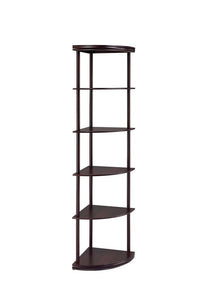 Bonwick 5-shelf Corner Bookshelf Cappuccino