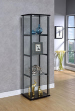 Load image into Gallery viewer, Cyclamen 4-shelf Glass Curio Cabinet Black and Clear