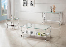 Load image into Gallery viewer, Saide Rectangular Sofa Table with Mirrored Shelf Chrome