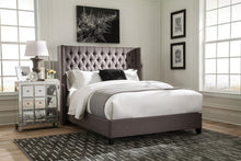 Load image into Gallery viewer, Bancroft Demi-wing Upholstered California King, E.King, Queen &amp; Full Bed Grey