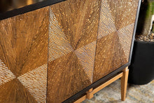 Load image into Gallery viewer, Zira Sunburst 4-door Accent Cabinet Brown and Antique Gold