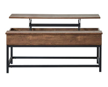 Load image into Gallery viewer, Byers Black Coffee Table with Hidden Storage Brown Oak and Sandy Black