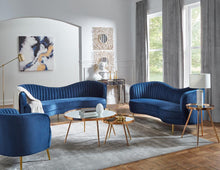 Load image into Gallery viewer, Sophia Upholstered Camel Back Sofa Blue