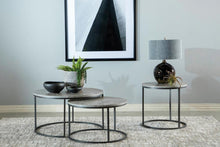 Load image into Gallery viewer, Lainey Faux Marble Round Top End Table Grey and Gunmetal