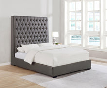 Load image into Gallery viewer, Camille Tall Tufted California King, E.King &amp; Queen Bed Grey image