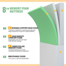 Load image into Gallery viewer, Forsythia 8&quot; Full Green Tea Gel Memory Foam