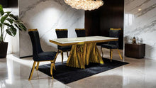 Load image into Gallery viewer, Basilicata 7 Pc Dining Table Set Chrome &amp; Gold 5