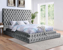 Load image into Gallery viewer, STEFANIA E.King &amp; Queen Bed, Black &amp; Gray