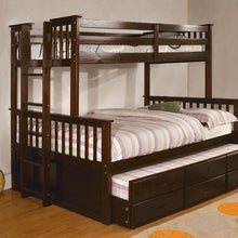 Load image into Gallery viewer, University I Dark Walnut Twin/Full Bunk Bed + Trundle
