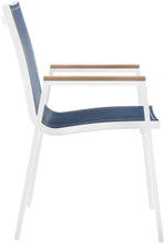 Load image into Gallery viewer, Nizuc Navy Mesh Waterproof Fabric Outdoor Patio Aluminum Mesh Dining Arm Chair
