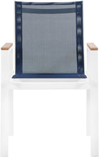 Load image into Gallery viewer, Nizuc Navy Mesh Waterproof Fabric Outdoor Patio Aluminum Mesh Dining Arm Chair