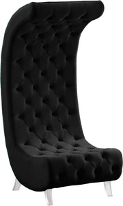 Crescent Black Velvet Accent Chair