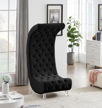 Load image into Gallery viewer, Crescent Black Velvet Accent Chair