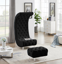 Load image into Gallery viewer, Crescent Black Velvet Accent Chair