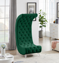Load image into Gallery viewer, Crescent Green Velvet Accent Chair