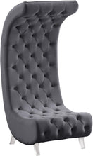 Load image into Gallery viewer, Crescent Grey Velvet Accent Chair