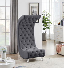 Load image into Gallery viewer, Crescent Grey Velvet Accent Chair
