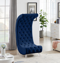 Load image into Gallery viewer, Crescent Navy Velvet Accent Chair