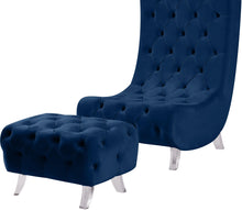 Load image into Gallery viewer, Crescent Navy Velvet Ottoman