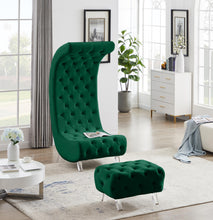 Load image into Gallery viewer, Crescent Green Velvet Accent Chair