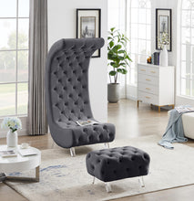 Load image into Gallery viewer, Crescent Grey Velvet Accent Chair