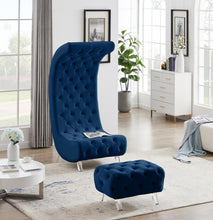Load image into Gallery viewer, Crescent Navy Velvet Accent Chair