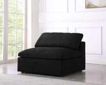 Load image into Gallery viewer, Serene Black Linen Fabric Deluxe Cloud Armless Chair