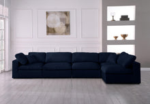 Load image into Gallery viewer, Serene Navy Linen Fabric Deluxe Cloud Modular Sectional