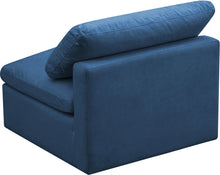 Load image into Gallery viewer, Plush Navy Velvet Standard Cloud Modular Armless Chair