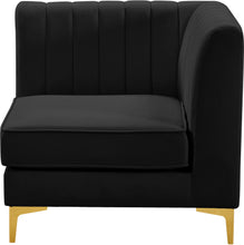 Load image into Gallery viewer, Alina Black Velvet Corner Chair