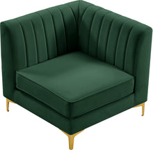 Load image into Gallery viewer, Alina Green Velvet Corner Chair