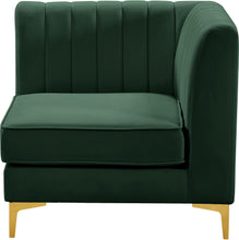 Load image into Gallery viewer, Alina Green Velvet Corner Chair