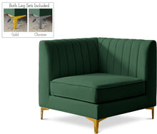 Load image into Gallery viewer, Alina Green Velvet Corner Chair