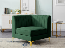 Load image into Gallery viewer, Alina Green Velvet Corner Chair