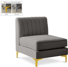 Load image into Gallery viewer, Alina Grey Velvet Armless Chair