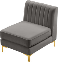 Load image into Gallery viewer, Alina Grey Velvet Armless Chair