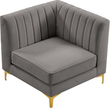 Load image into Gallery viewer, Alina Grey Velvet Corner Chair