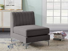 Load image into Gallery viewer, Alina Grey Velvet Armless Chair