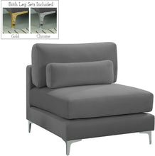 Load image into Gallery viewer, Julia Grey Velvet Modular Armless Chair
